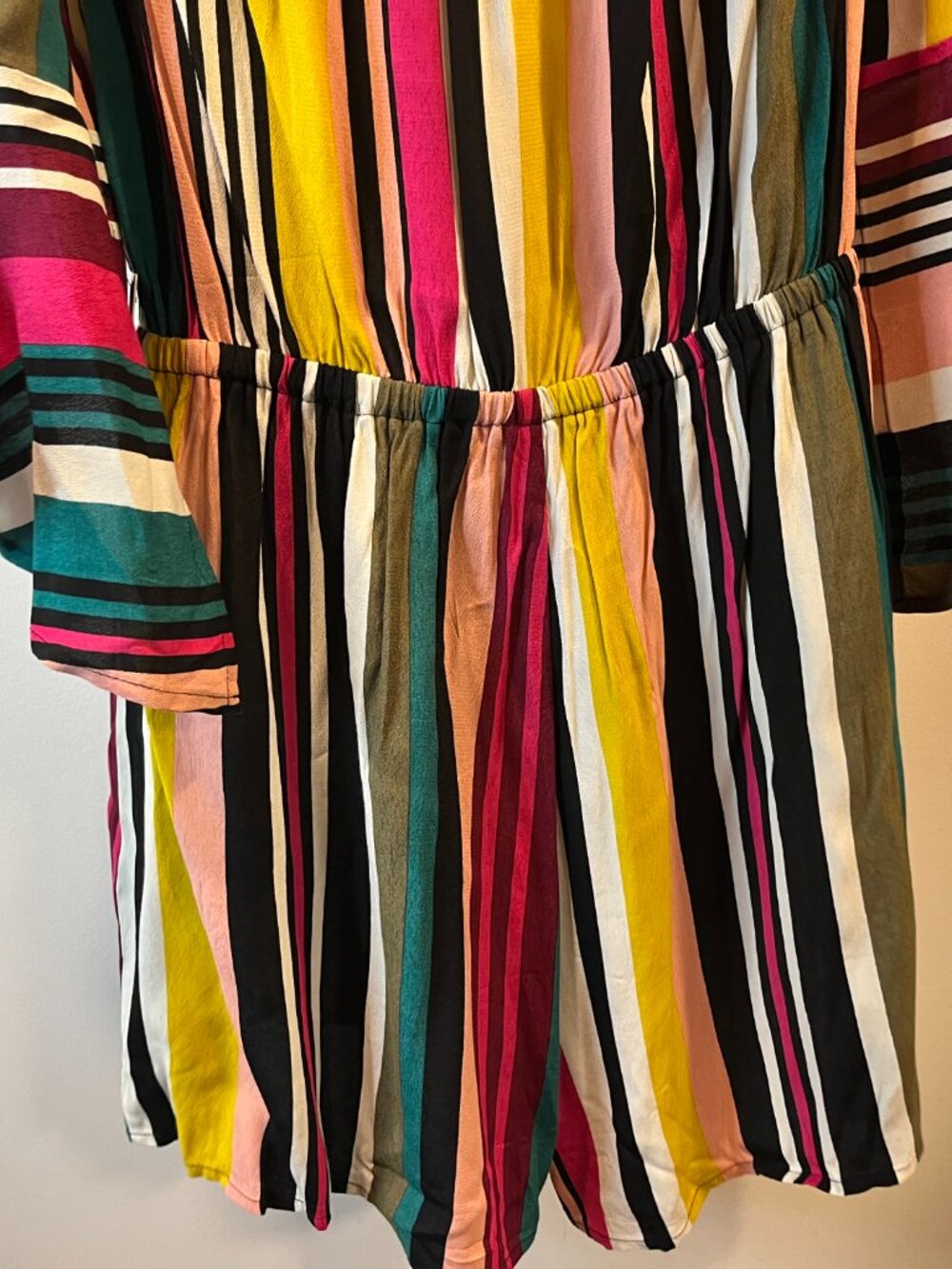 Express Off-Shoulder Multicolor Striped Romper Dress - Size Medium - NWT $59.95 - Picture 7 of 7